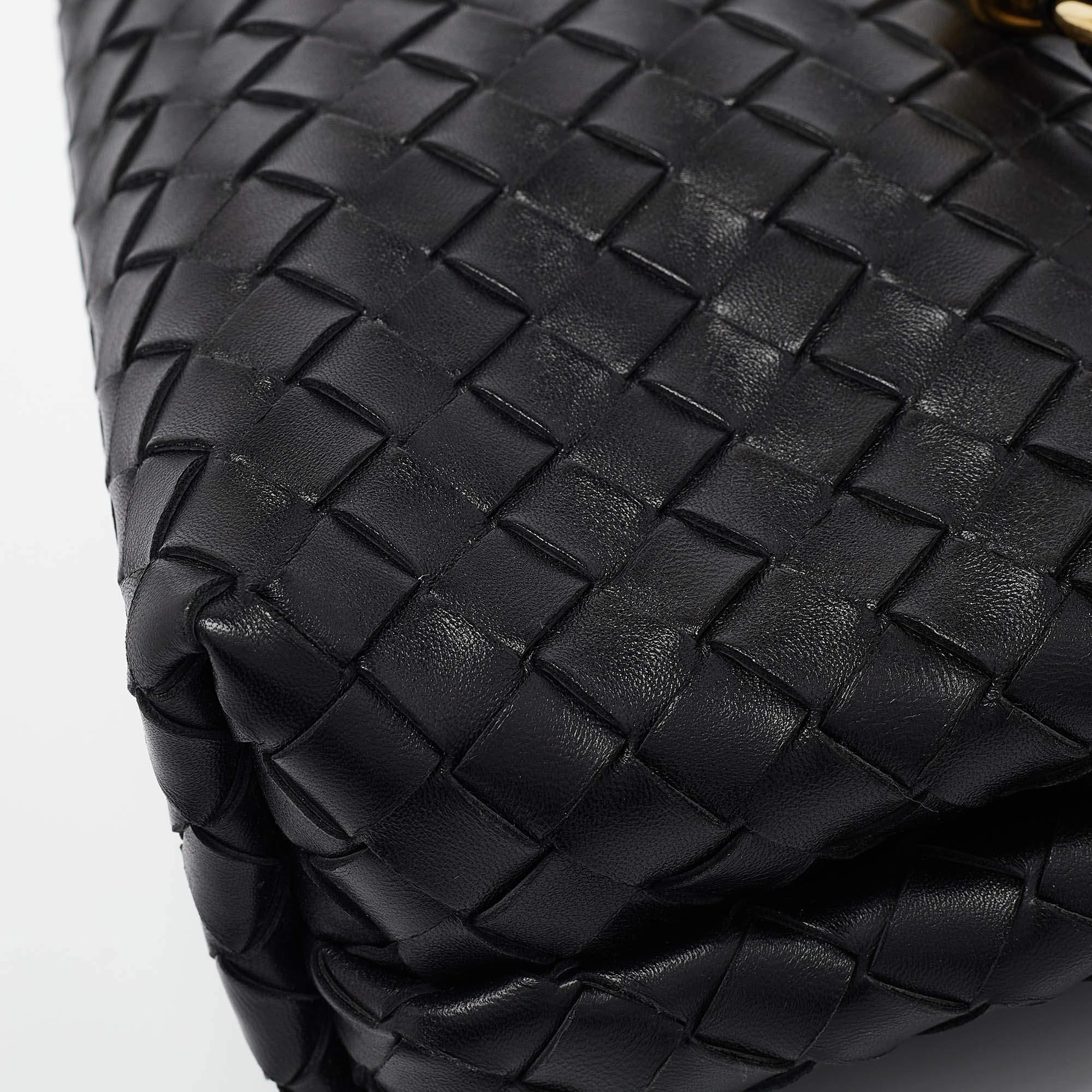 Bottega Veneta Black Intrecciato Leather Small Andiamo Top Handle Bag 3
