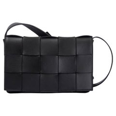 BOTTEGA VENETA black Intrecciato leather SMALL CASSETTE Crossbody Bag