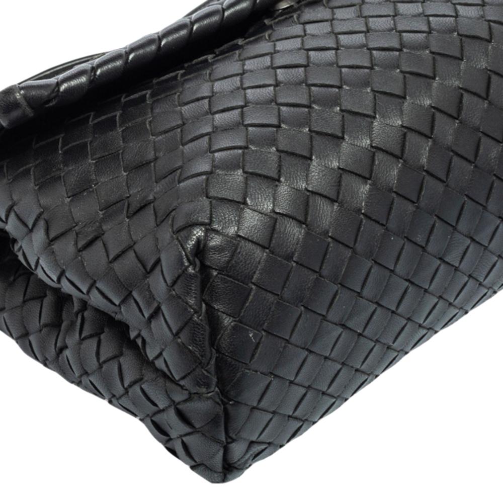 Women's Bottega Veneta Black Intrecciato Leather Small Olimpia Shoulder Bag