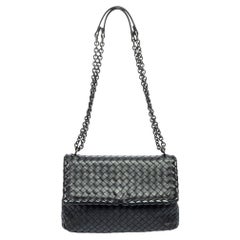 Bottega Veneta Black Intrecciato Leather Small Olimpia Shoulder Bag