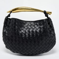 Bottega Veneta Black Intrecciato Leather Small Sardine Hobo