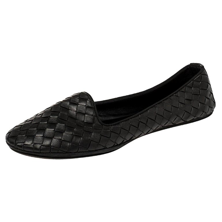 Bottega Veneta Black Intrecciato Leather Smoking Slippers Size 37.5 For  Sale at 1stDibs