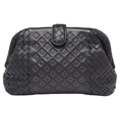 Bottega Veneta Black Intrecciato Leather The Lauren 1980 Clutch