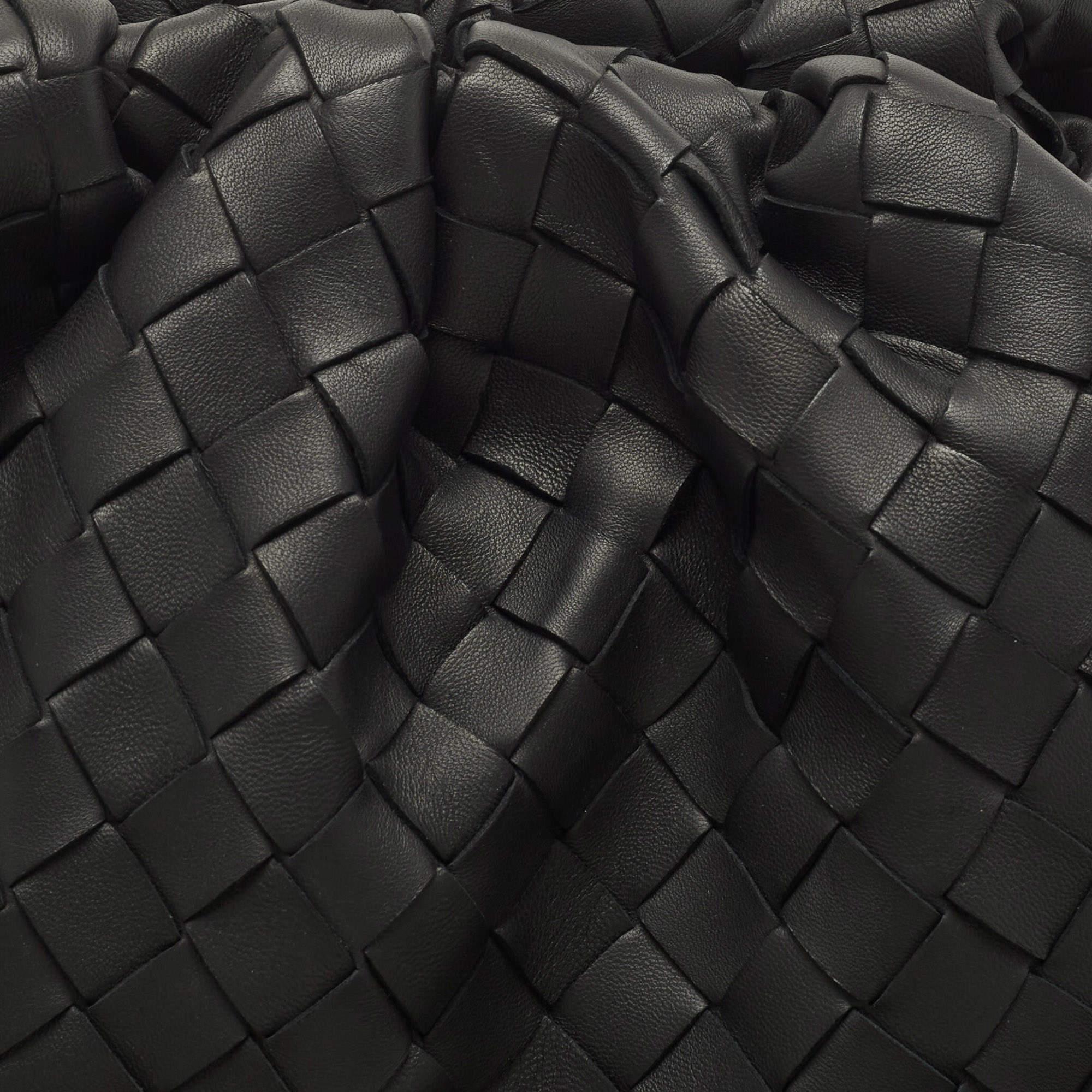 Bottega Veneta Black Intrecciato Leather The Pouch Clutch 6