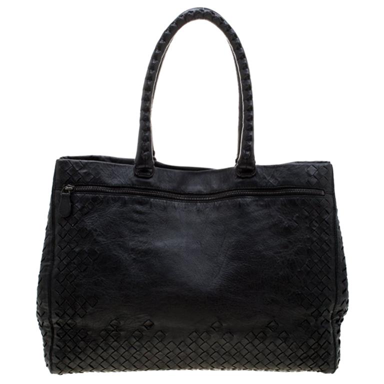 Bottega Veneta Black Intrecciato Leather Tote