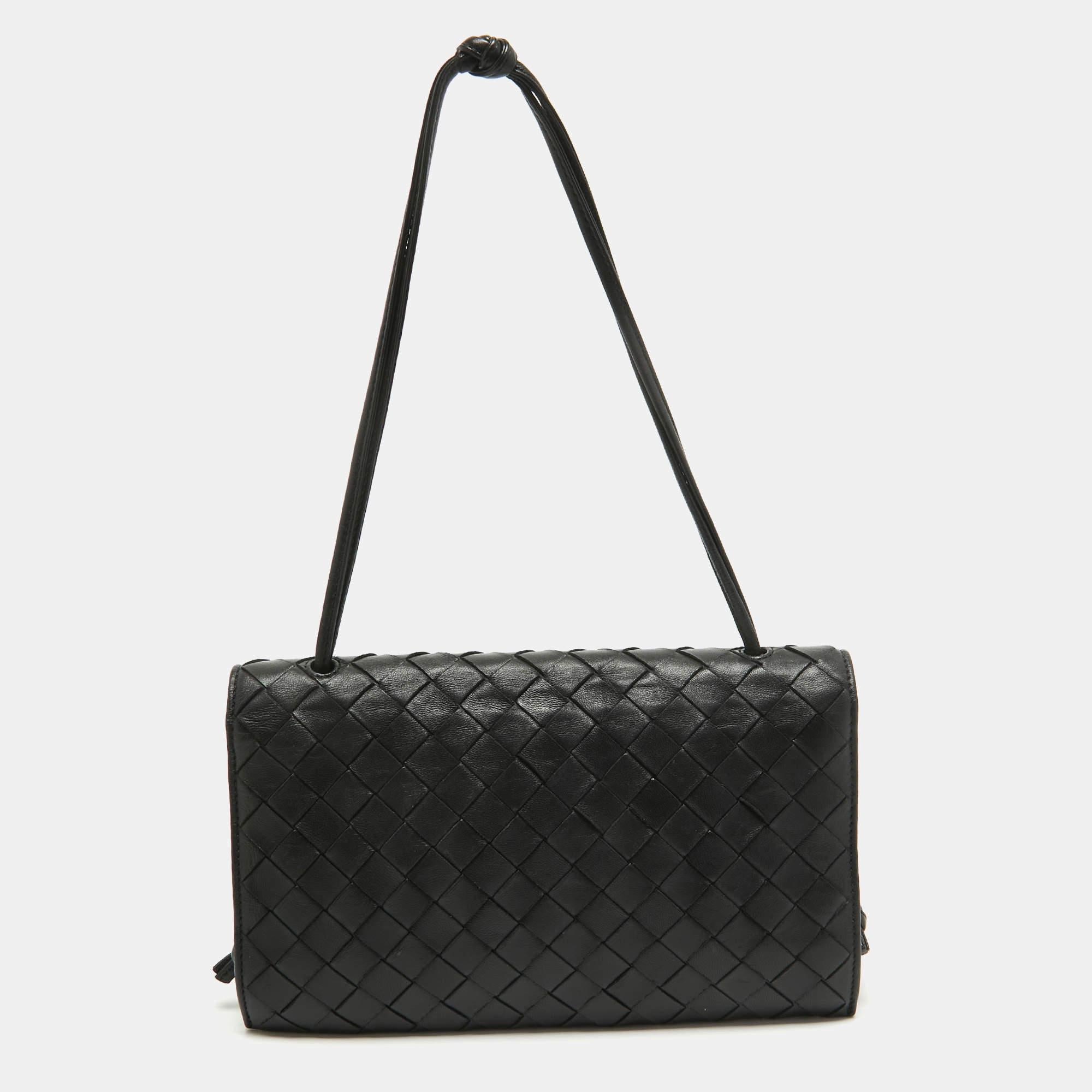 Bottega Veneta Black Intrecciato Leather Trio Shoulder Bag 10