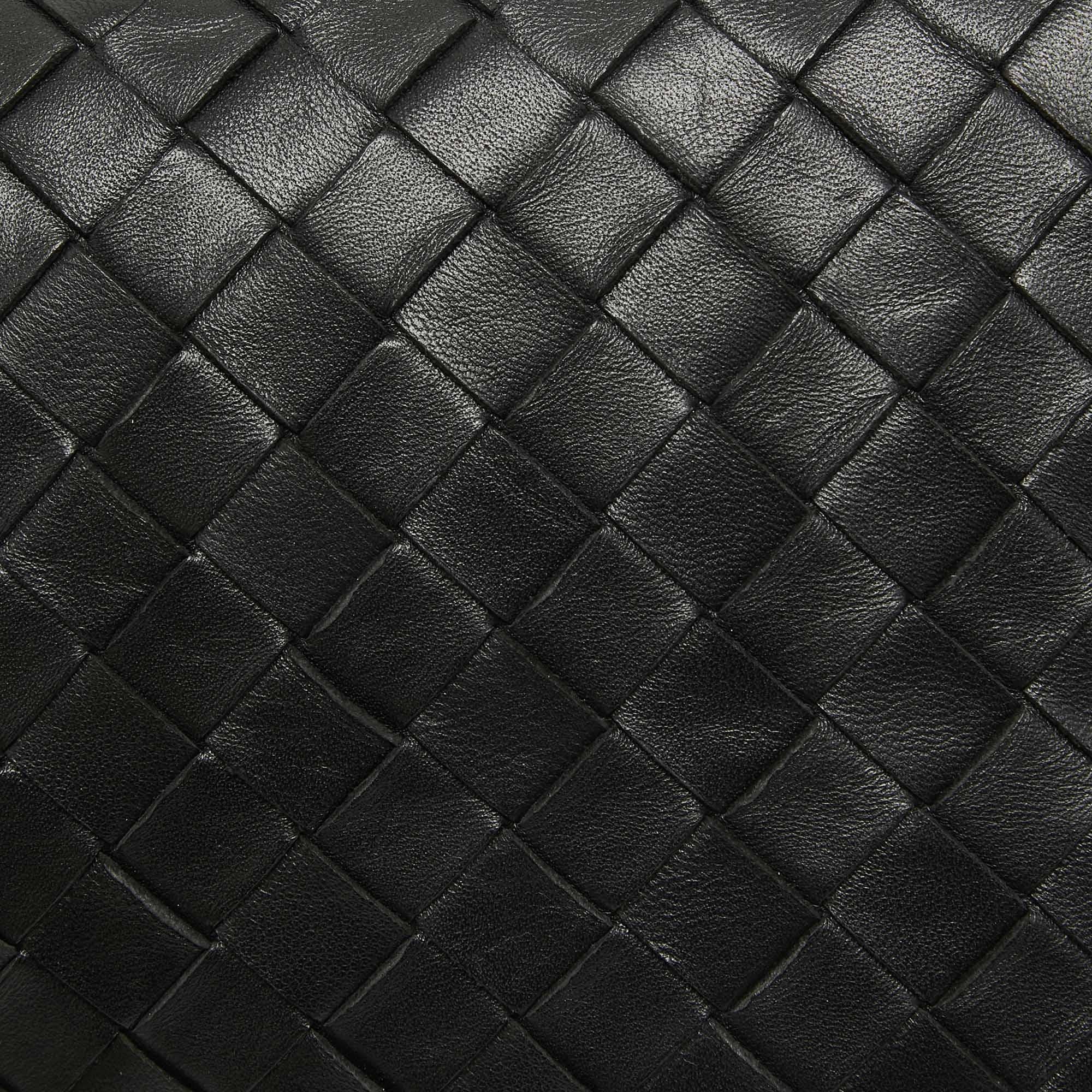 Bottega Veneta Black Intrecciato Leather Trio Shoulder Bag For Sale 12