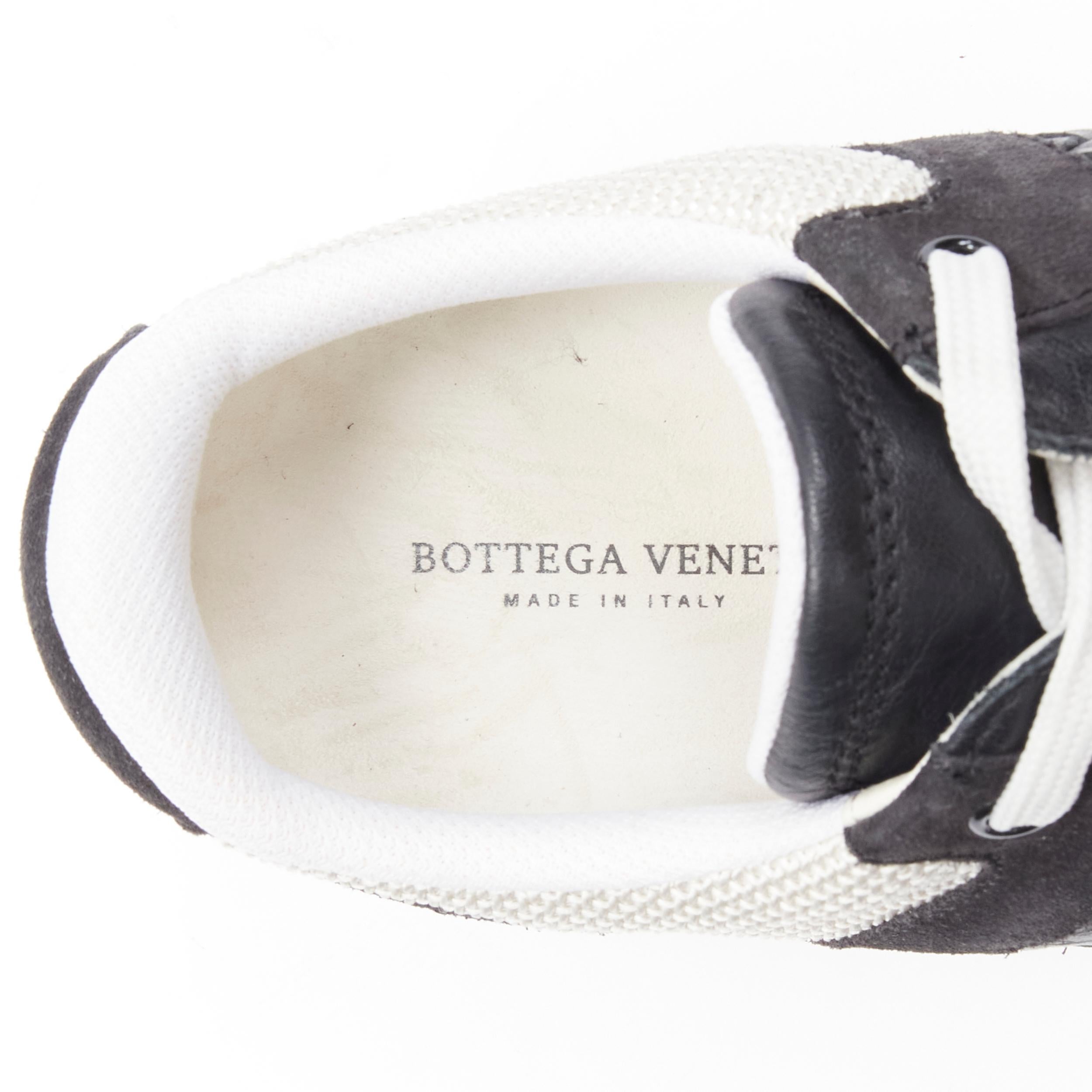 BOTTEGA VENETA black Intrecciato leather white  yellow sole runner sneaker EU41 For Sale 4