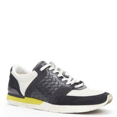BOTTEGA VENETA black Intrecciato leather white  yellow sole runner sneaker EU41
