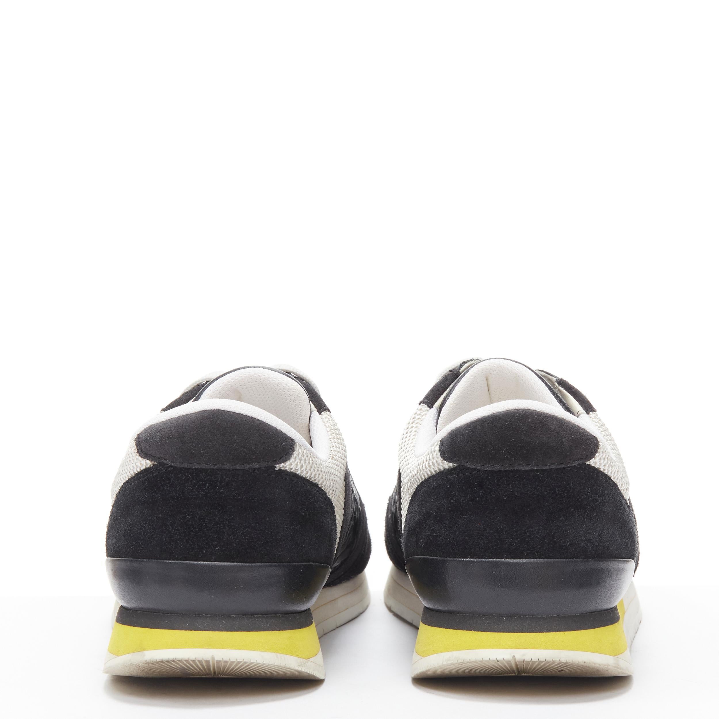Black BOTTEGA VENETA black Intrecciato leather white  yellow sole runner sneaker EU41