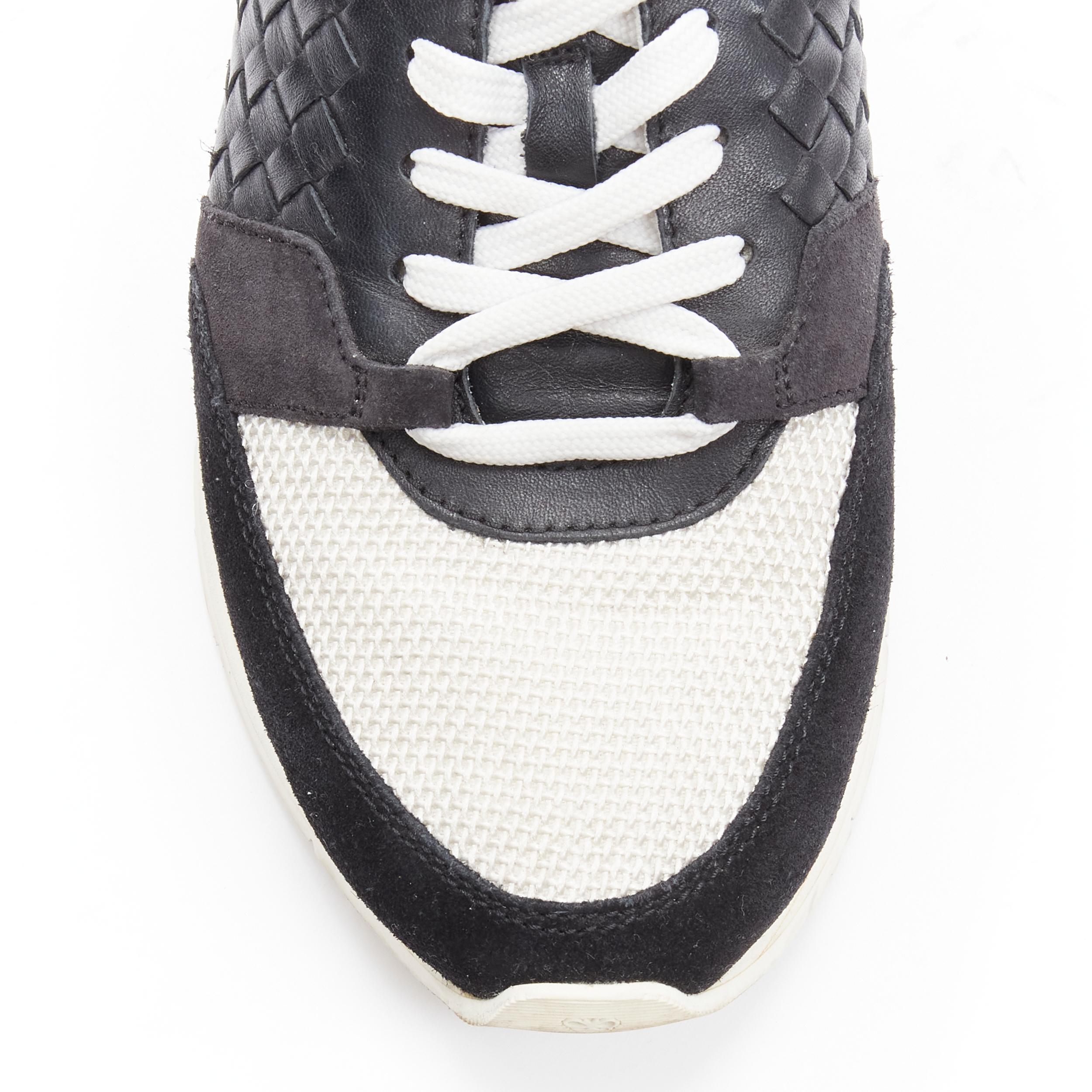 Women's BOTTEGA VENETA black Intrecciato leather white  yellow sole runner sneaker EU41