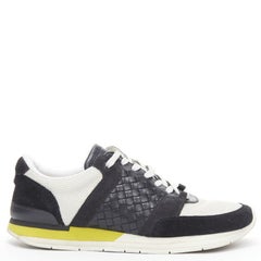 BOTTEGA VENETA - Cuir Intrecciato noir blanc  Baskets à semelle jaune EU41