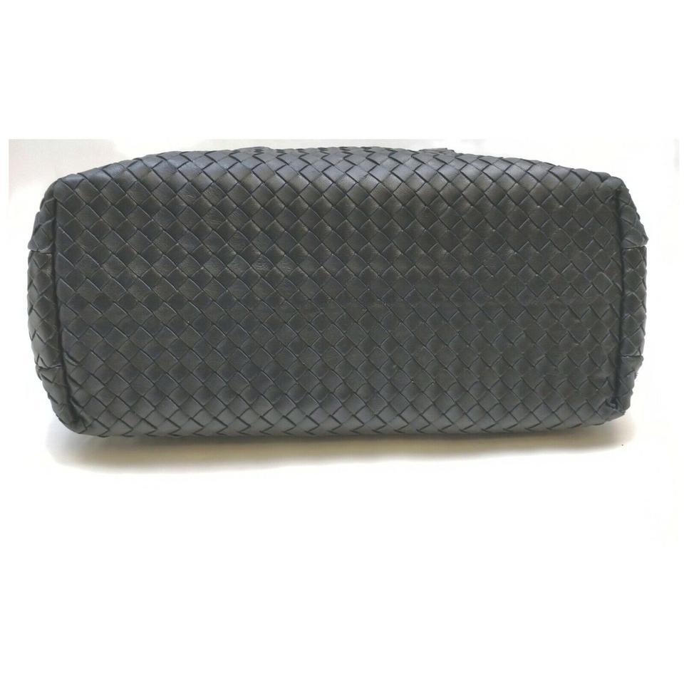 Bottega Veneta Black Intrecciato Leather Woven Boston Duffle Bag with Strap 3