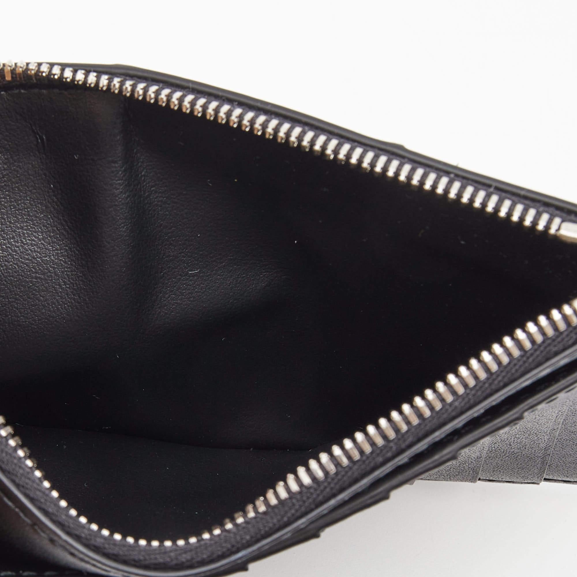 Bottega Veneta Black Intrecciato Leather Zip Card Holder 3