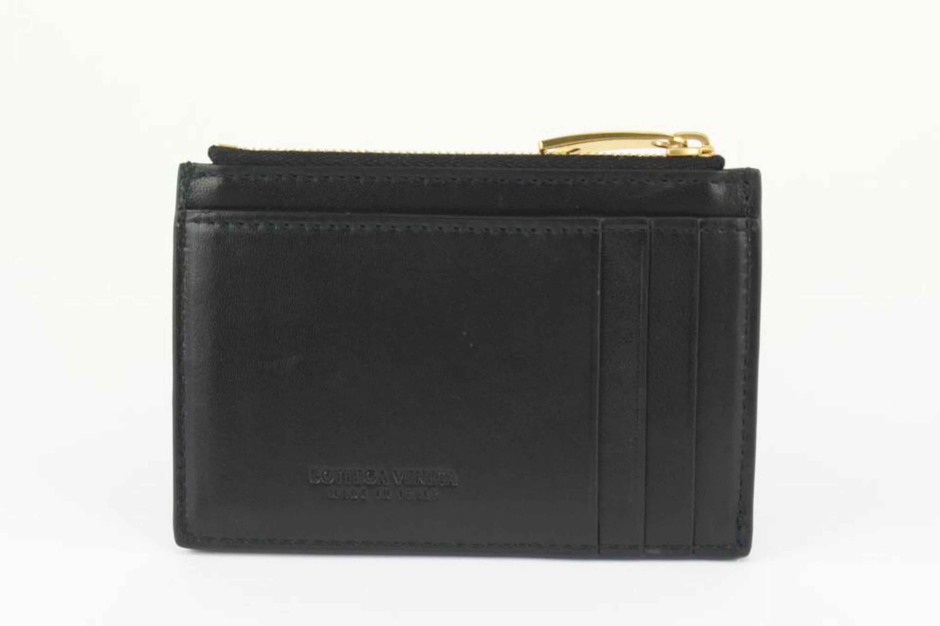Bottega Veneta Black Intrecciato Leather Zipped Card Holder 1123bv34 For Sale 2