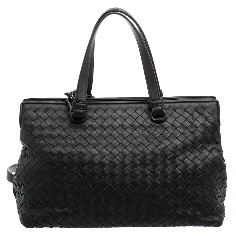 Bottega Veneta Black Intrecciato Nappa Leather Medium Top Handle Bag ...