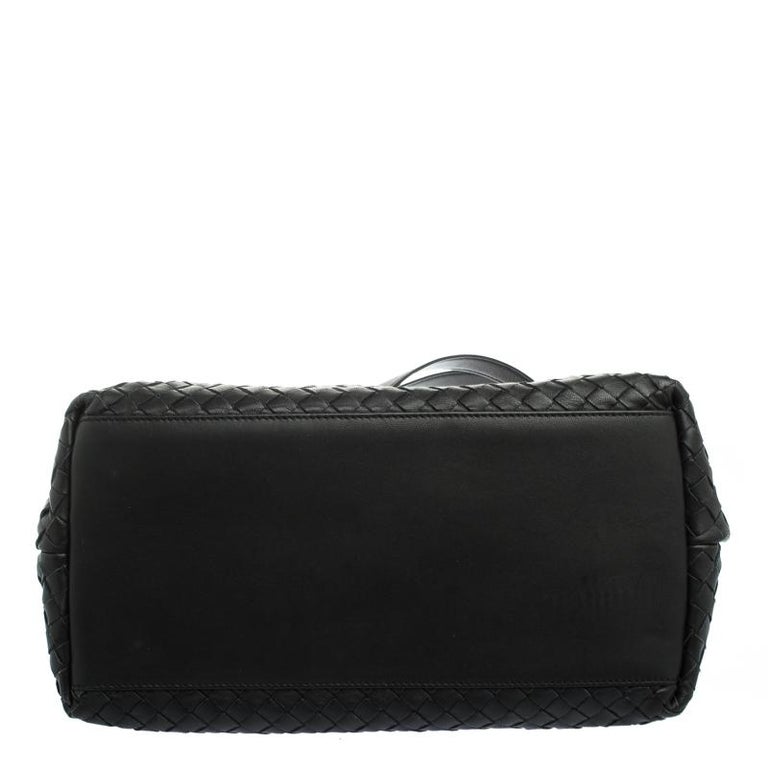 Bottega Veneta Black Intrecciato Nappa Leather Medium Top Handle Bag ...
