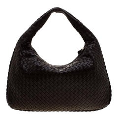 Bottega Veneta Black Intrecciato Nappa Leather Medium Veneta Hobo