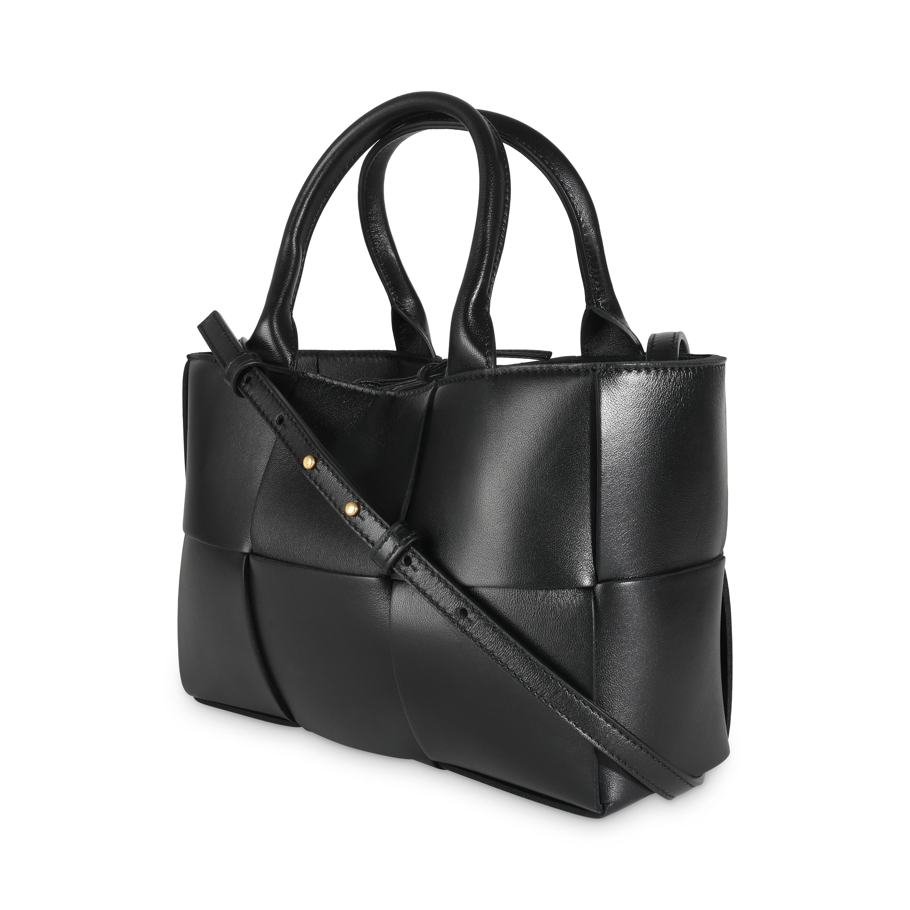 Women's Bottega Veneta Black Intrecciato Nappa Mini Arco Tote For Sale