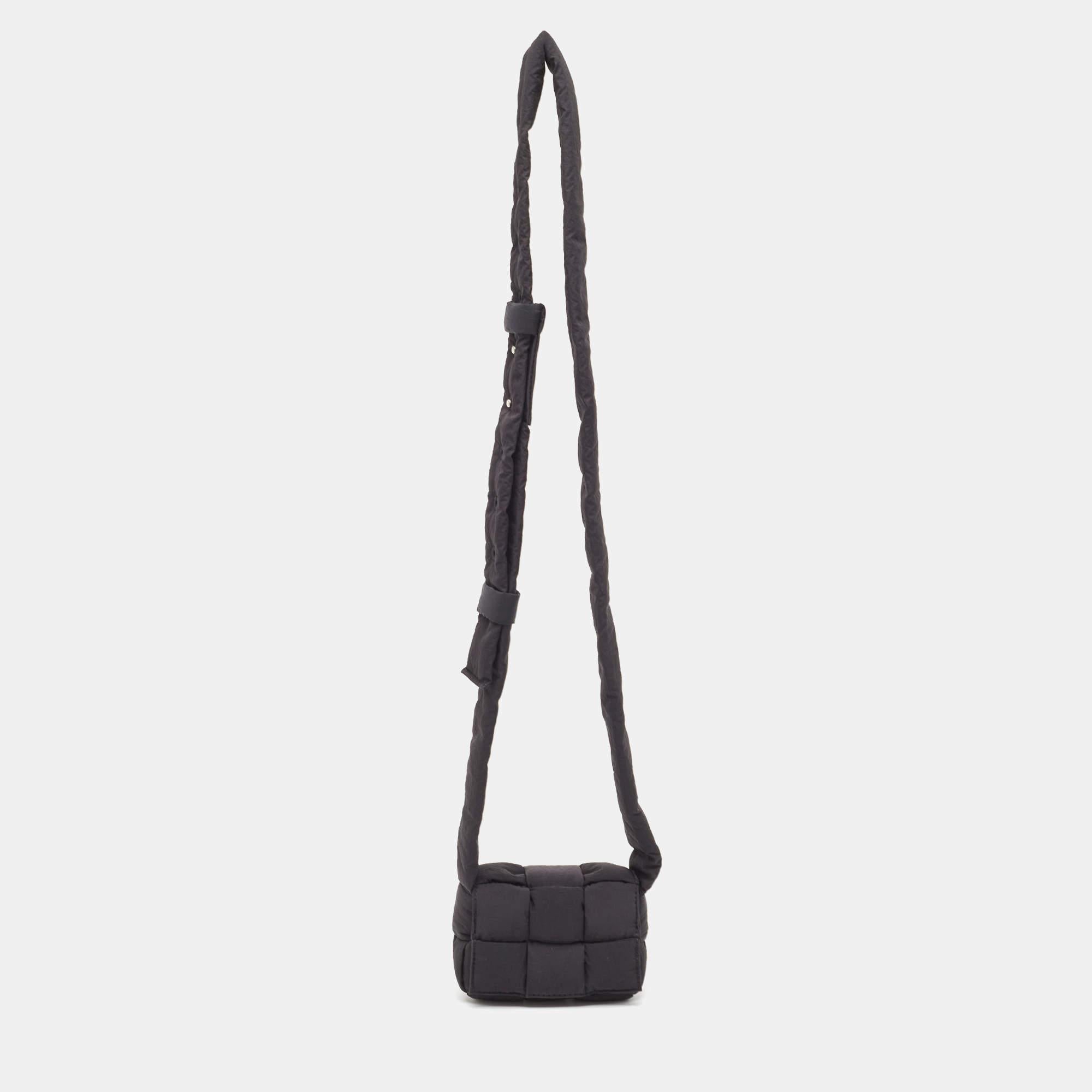 Bottega Veneta Black Intrecciato Nylon Mini Cassette Crossbody Bag 7