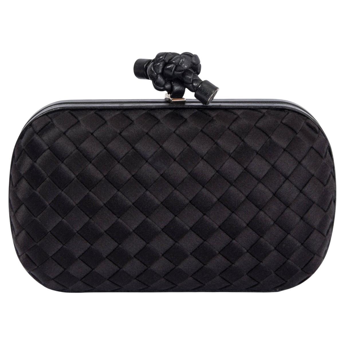 BOTTEGA VENETA black Intrecciato Satin KNOT SMALL Clutch Bag