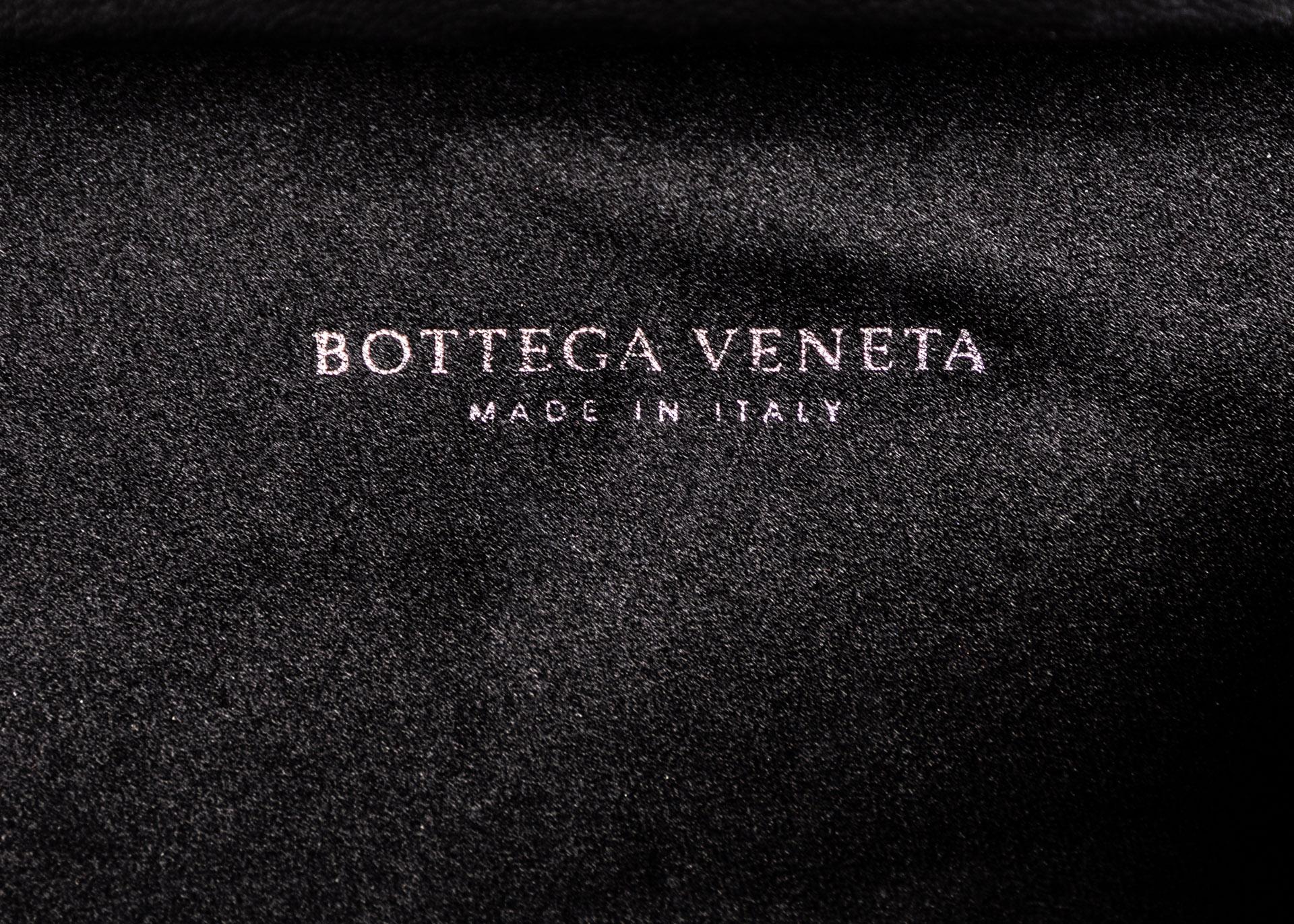 Bottega Veneta Black Intrecciato Satin Leather Knot Clutch, 2000s 2