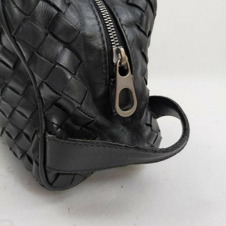 Bottega Black Intrecciato Toiletry Bag Cosmetic Pouch 863253 at