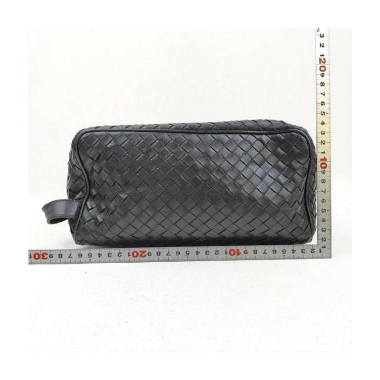 Bottega Black Intrecciato Toiletry Bag Cosmetic Pouch 863253 at