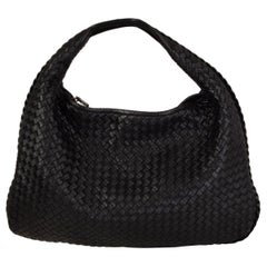 Used BOTTEGA VENETA black INTRECCIATO VENETA LARGE Hobo Shoulder Bag