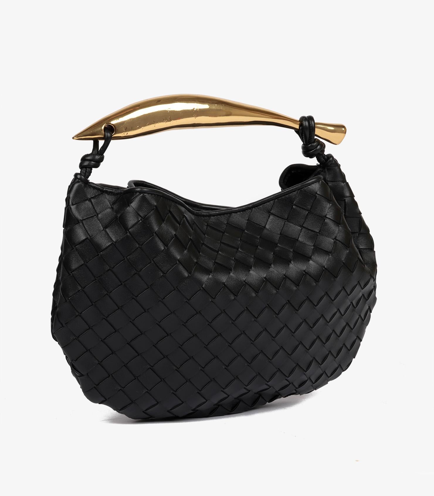 Bottega Veneta Bolso Sardina Pequeño Piel de Becerro Tejida Intrecciato Negro en Excelente Estado en Bishop's Stortford, Hertfordshire