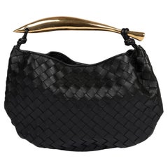 Bottega Veneta Black Intrecciato Woven Calfskin Leather Small Sardine Bag