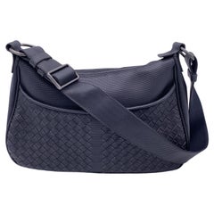 Bottega Veneta Black Intrecciato Woven Canvas Shoulder Bag