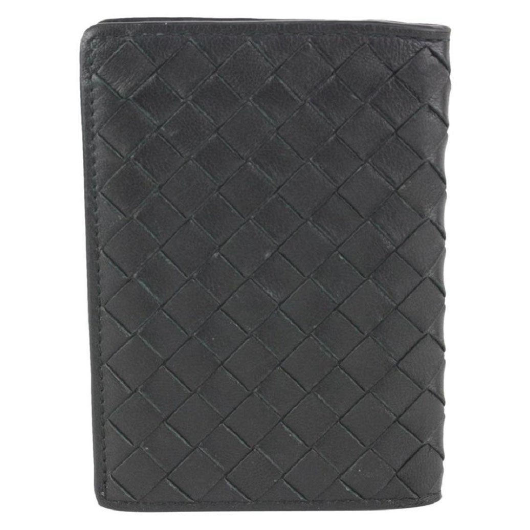 Bottega Veneta Schwarz Intrecciato gewebtes Leder Kartenetui 917bot13 im Angebot