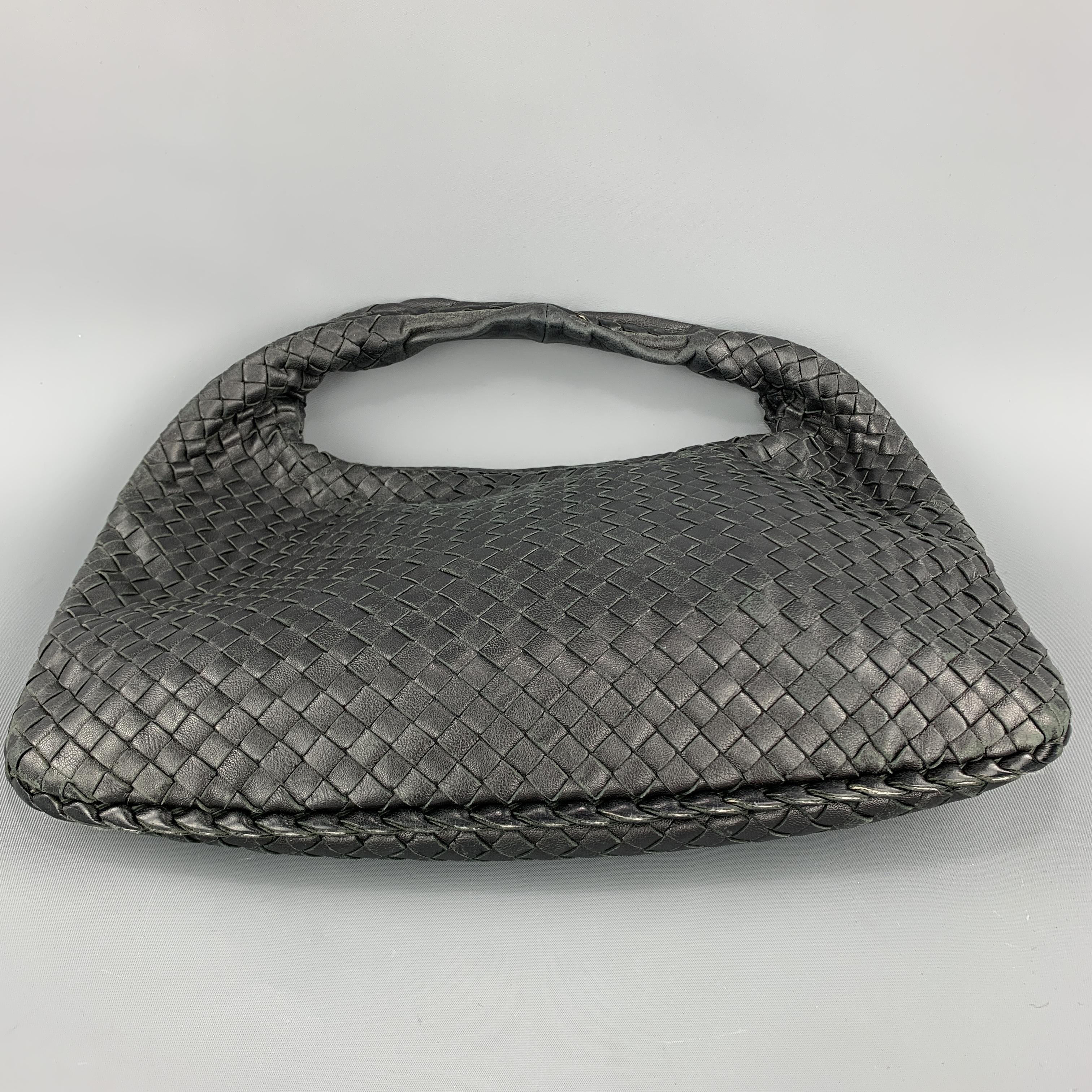 BOTTEGA VENETA Black Intrecciato Woven Leather Hobo Shoulder Bag 3