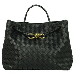 Bottega Veneta Black Intrecciato Woven Leather Medium Andiamo Tote Bag