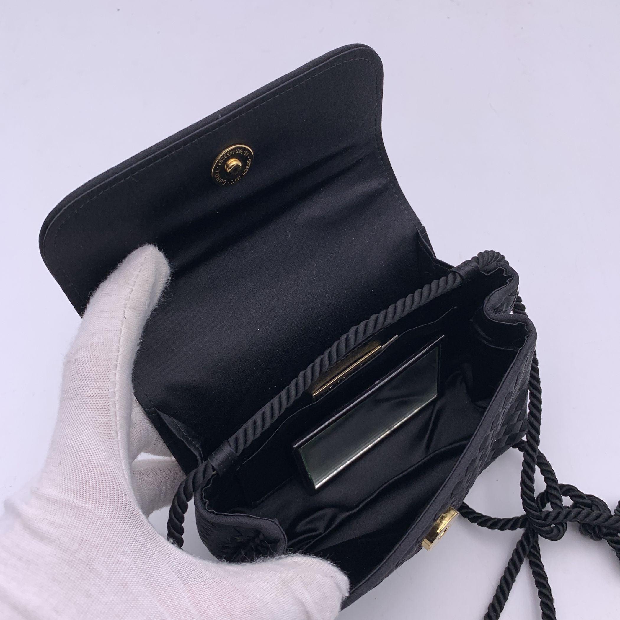Bottega Veneta Black Intrecciato Woven Satin Mini Evening Shoulder Bag 1