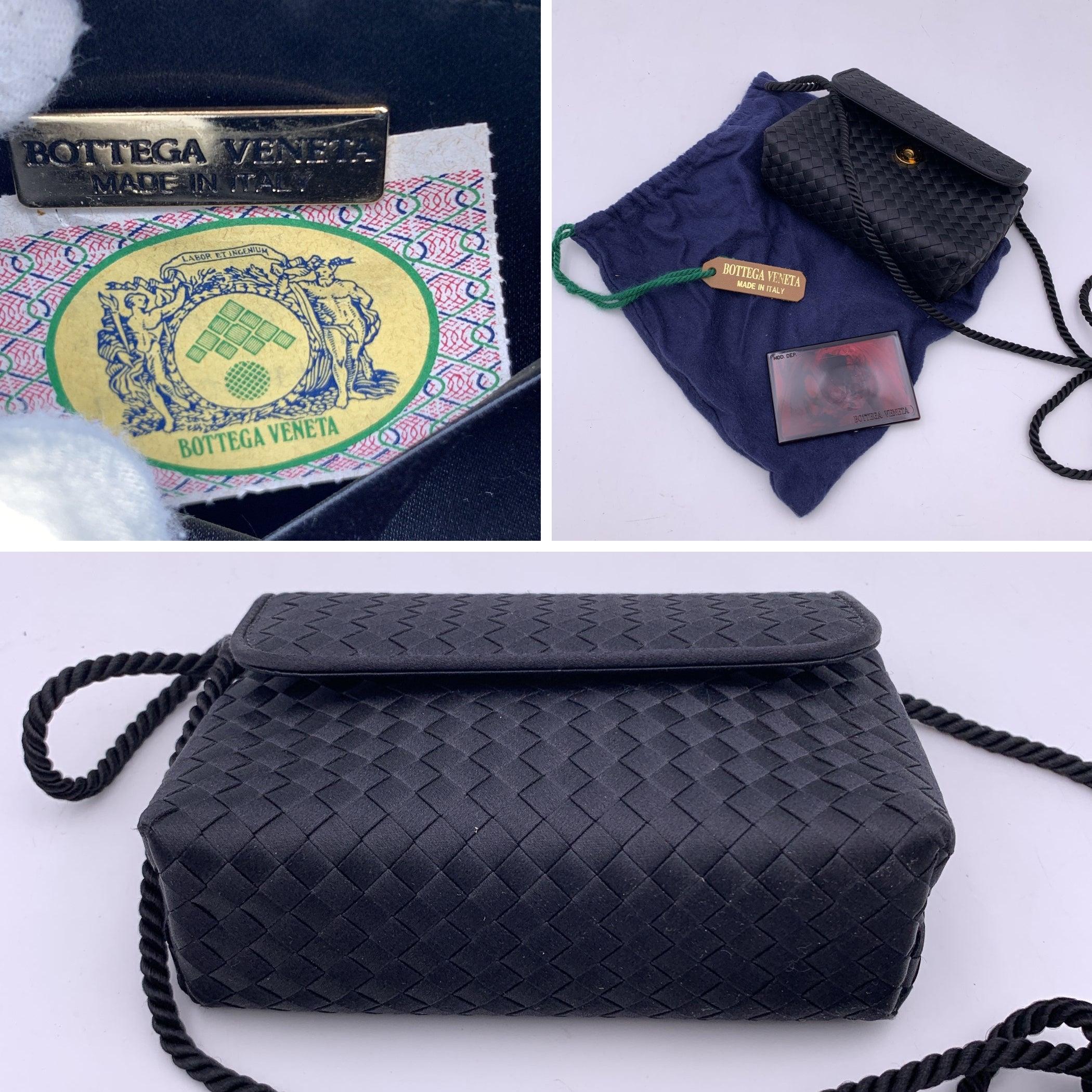 Bottega Veneta Black Intrecciato Woven Satin Mini Evening Shoulder Bag 2