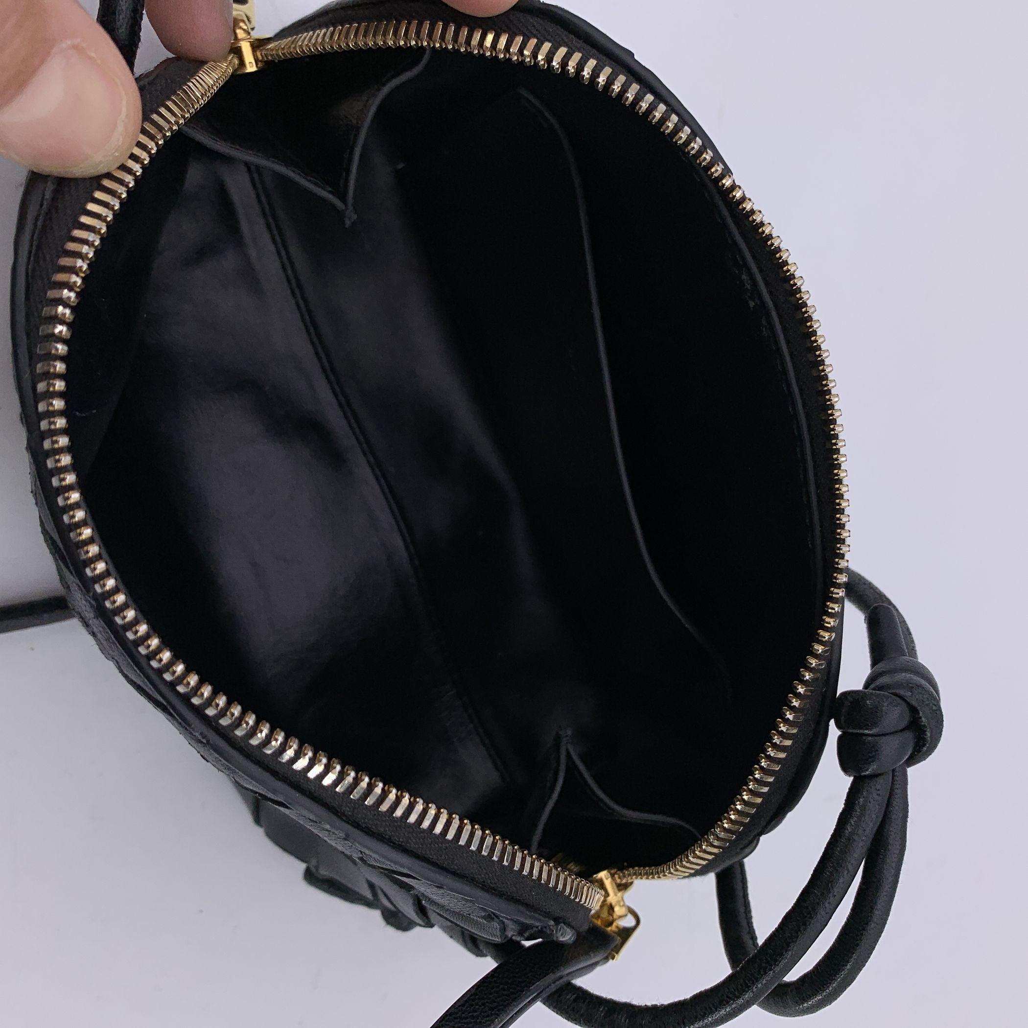 Bottega Veneta Black Intrecciato Woven Small Concert Crossbody Bag For Sale 1