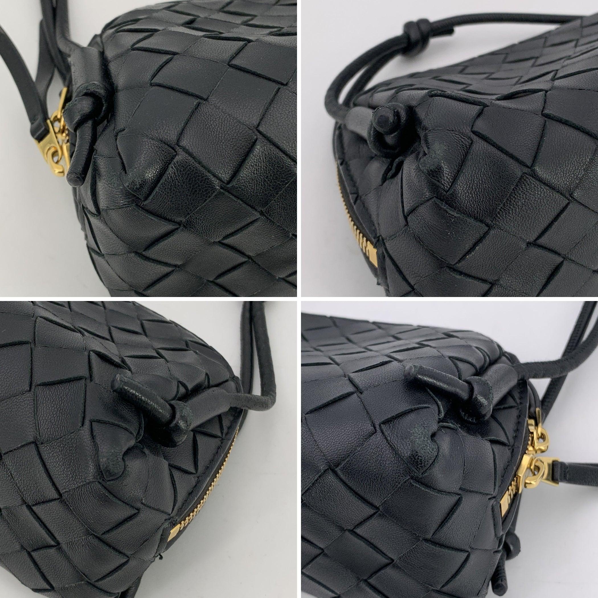 Bottega Veneta Black Intrecciato Woven Small Concert Crossbody Bag For Sale 3