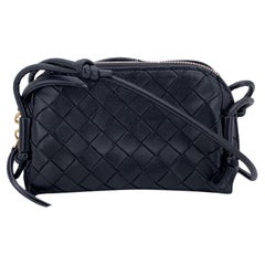 Bottega Veneta Black Intrecciato Woven Small Concert Crossbody Bag