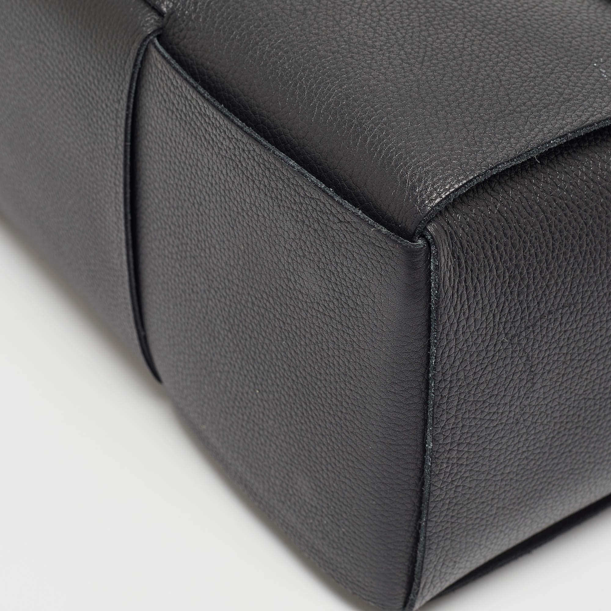 Women's Bottega Veneta Black Intreccio Leather small Arco Tote