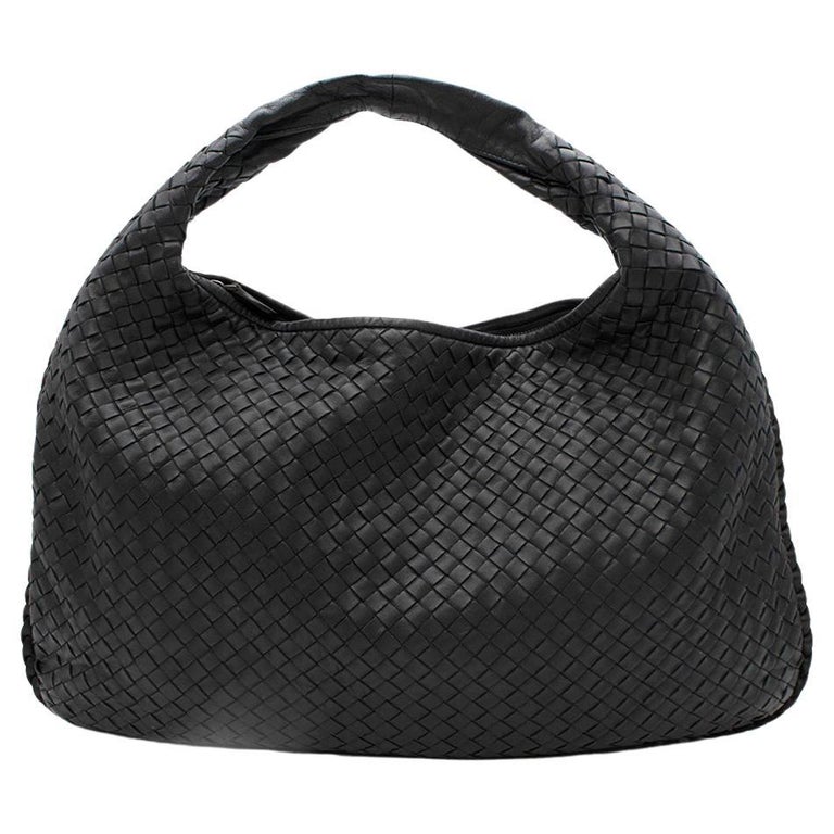 Bottega Veneta Black Intreciato Large Hobo Bag For Sale at 1stDibs