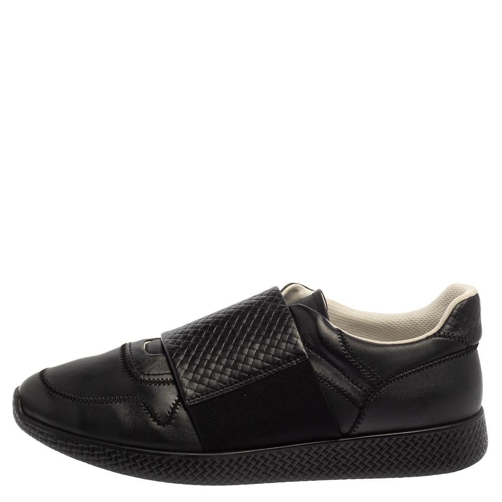 Bottega Veneta Black Intreciatto Leather Low Top Sneakers Size 43 1