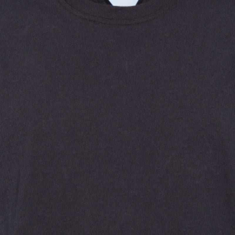Nero Bottega Veneta Maglia nera con logo ricamato e girocollo XL in vendita
