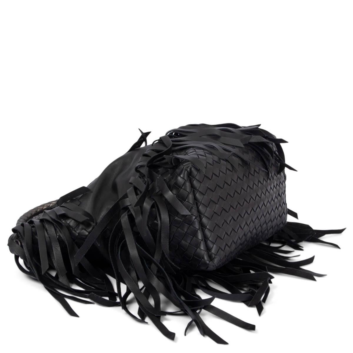 BOTTEGA VENETA - Sac à main 2013 FRINGE TOTE en cuir noir Pour femmes en vente