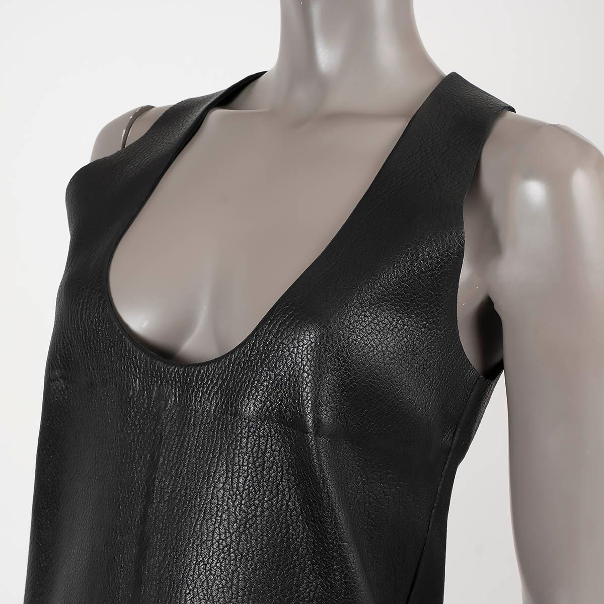 BOTTEGA VENETA black leather 2019 SCOOP NECK Shift Dress 40 S For Sale 1