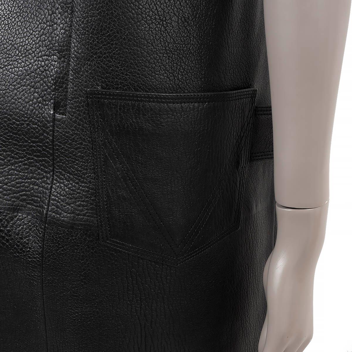 BOTTEGA VENETA black leather 2019 SCOOP NECK Shift Dress 40 S For Sale 2