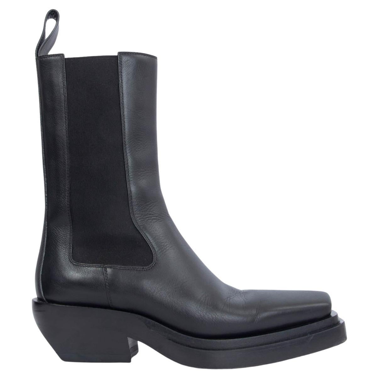 BOTTEGA VENETA black leather 2020 LEAN Cowboy Boots Shoes 37 (fit 38) For Sale