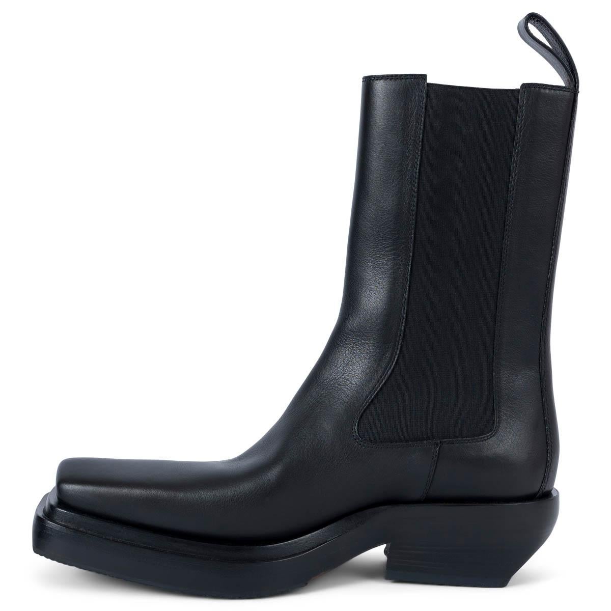 BOTTEGA VENETA black leather 2020 LEAN Cowboy Boots Shoes 38 (fit 39) In New Condition For Sale In Zürich, CH