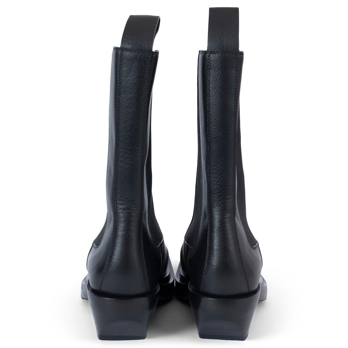 Women's BOTTEGA VENETA black leather 2020 LEAN Cowboy Boots Shoes 38 (fit 39) For Sale